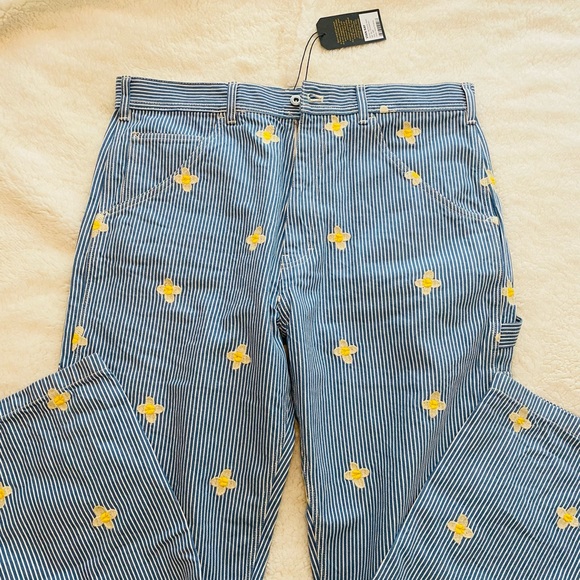 🌼🤍NWT STAN RAY Mens Daisy embroidered Hickory Painter Pants 38X32 SOLDOUT!🤍🌼 - Picture 5 of 11